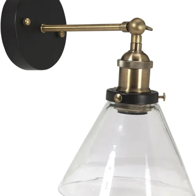 PR Home Lambda 3201807 Vägglampa Metallchassi svart, mjölkvitt glas