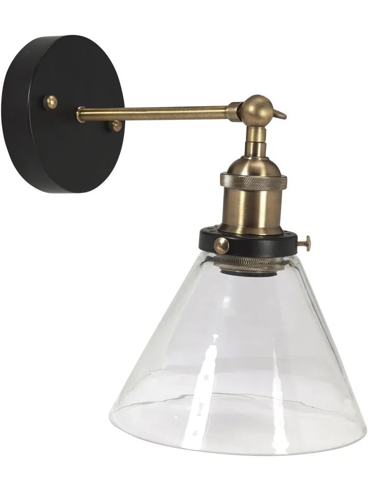 PR Home Lambda 3201807 Vägglampa Metallchassi svart, mjölkvitt glas