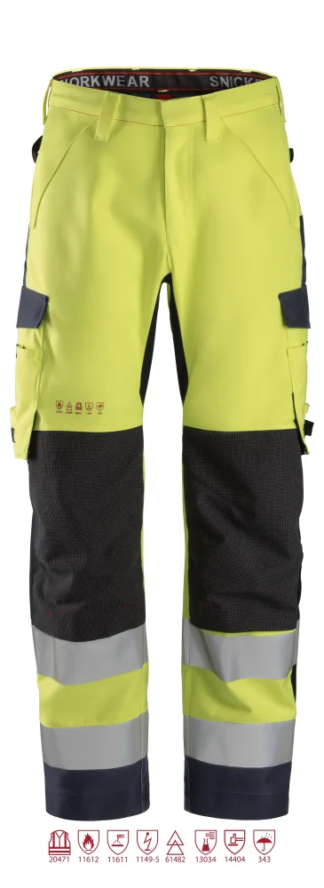 Snickers Workwear 6563 ProtecWork Skalbyxa varsel, gul/marinblå 88