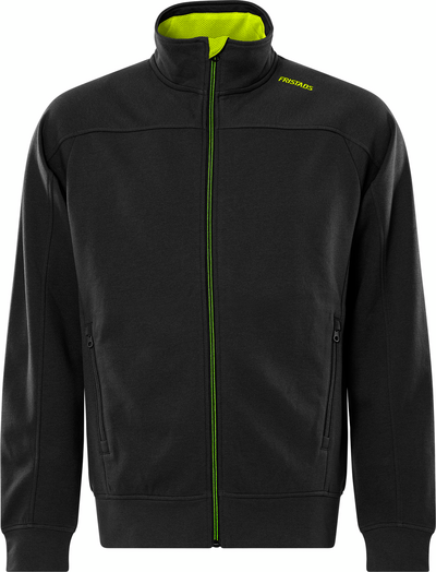 JACKA 7552 GSM SWEATSHIRT SVART/HIVIS GUL STL XS