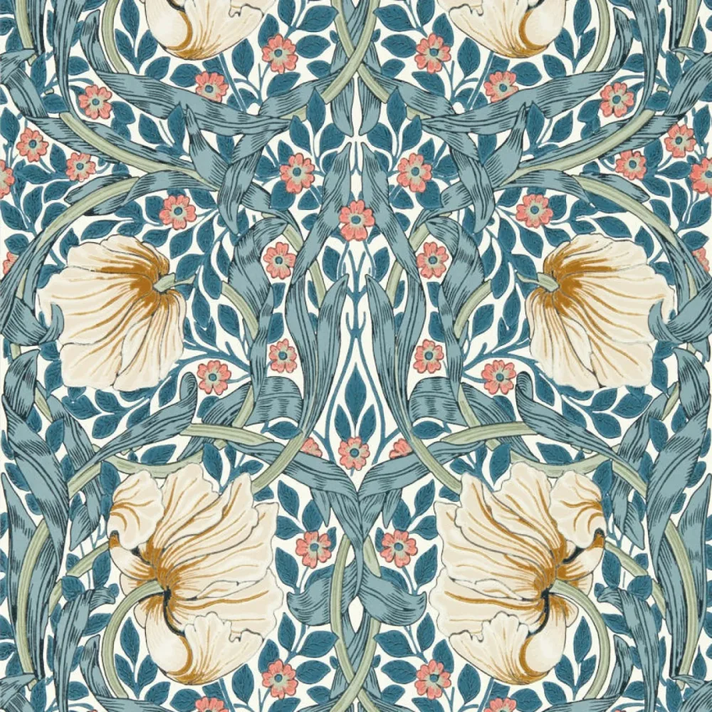 Morris and Friends Pimpernel Woad/coral Mfrw217363 Tapet | Stuvbutiken - Bild 2
