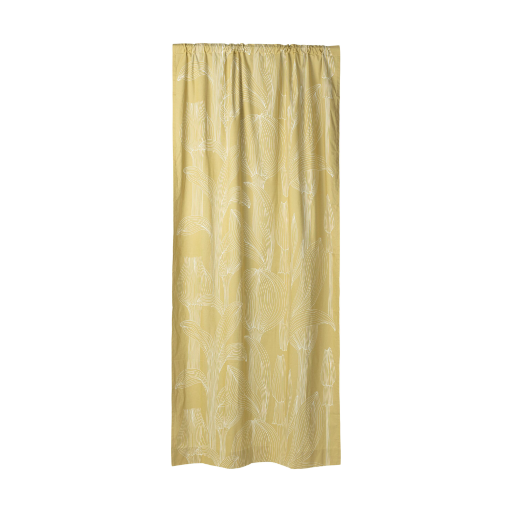 Kukat Puhkeavat gardinlängd 135x250 cm, Khaki-white