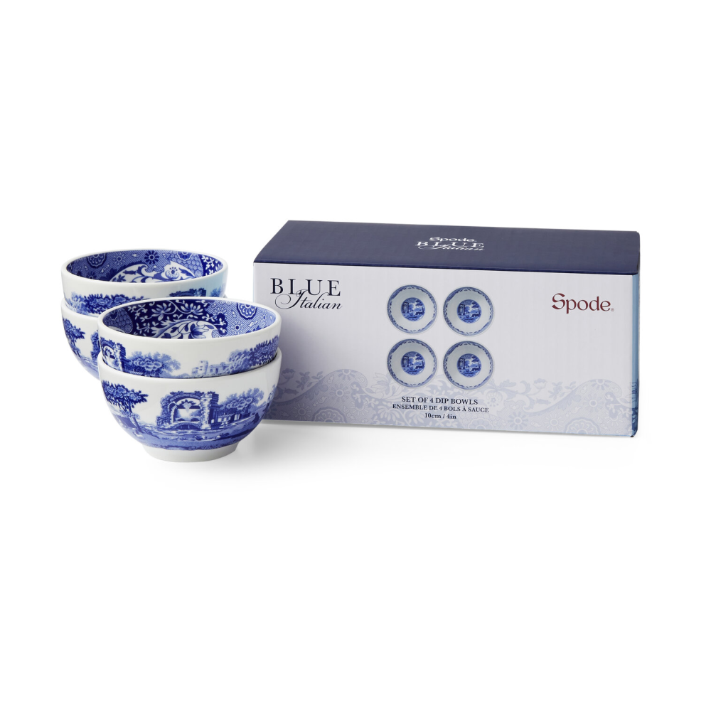Blue Italian dippskål Ø10 cm 4-pack, Blå-vit