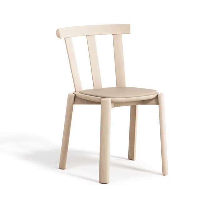 Alt stol klädd sits björk, Hallingdal 65-200 beige-ljus mattlack