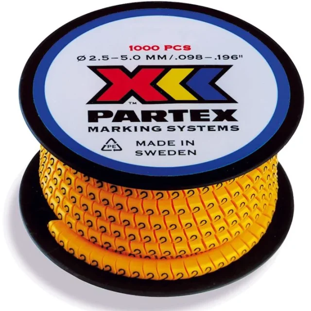 Partex PA1/3 Märkhylsa siffror, gul, 1000 st/rulle Text: 8