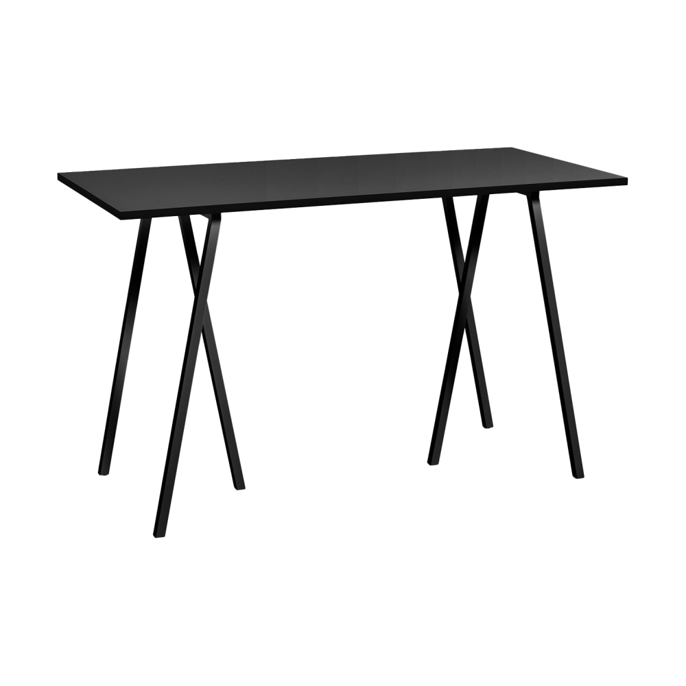 Loop Stand incl. support barbord 77,5x160 cm, Black-black linoleum-black ash
