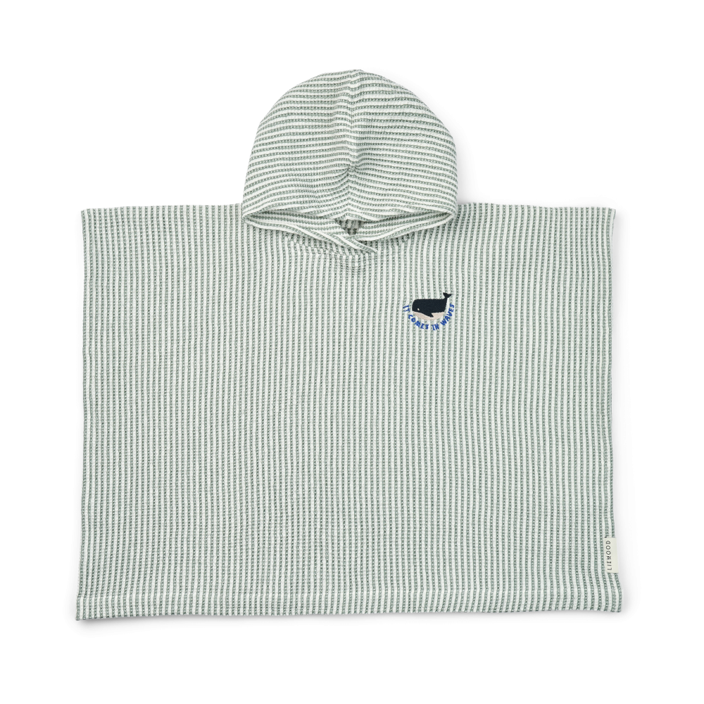 Paco badponcho peppermint creme de la creme stripe, 1-2 år