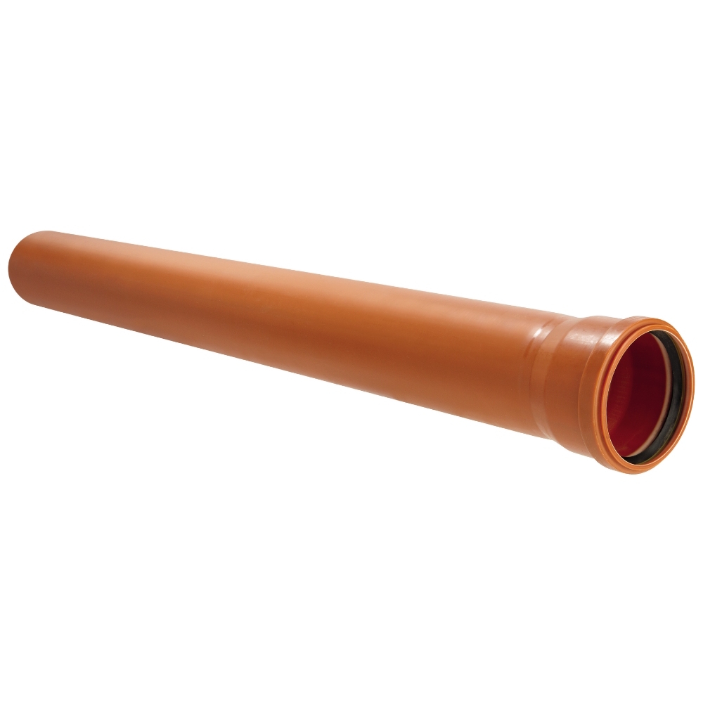 Markavloppsrör Med Muff 110x1000mm PVC Terana