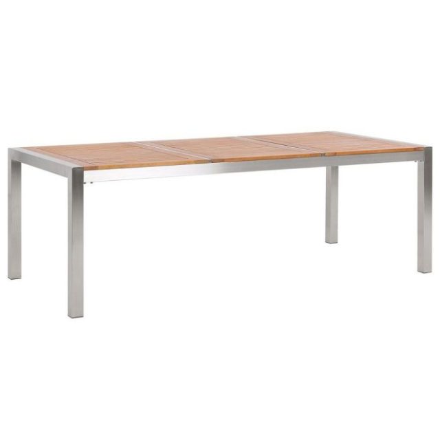 Trädgårdsbord Grosseto Ljus trä/silver, 100x220x74 cm