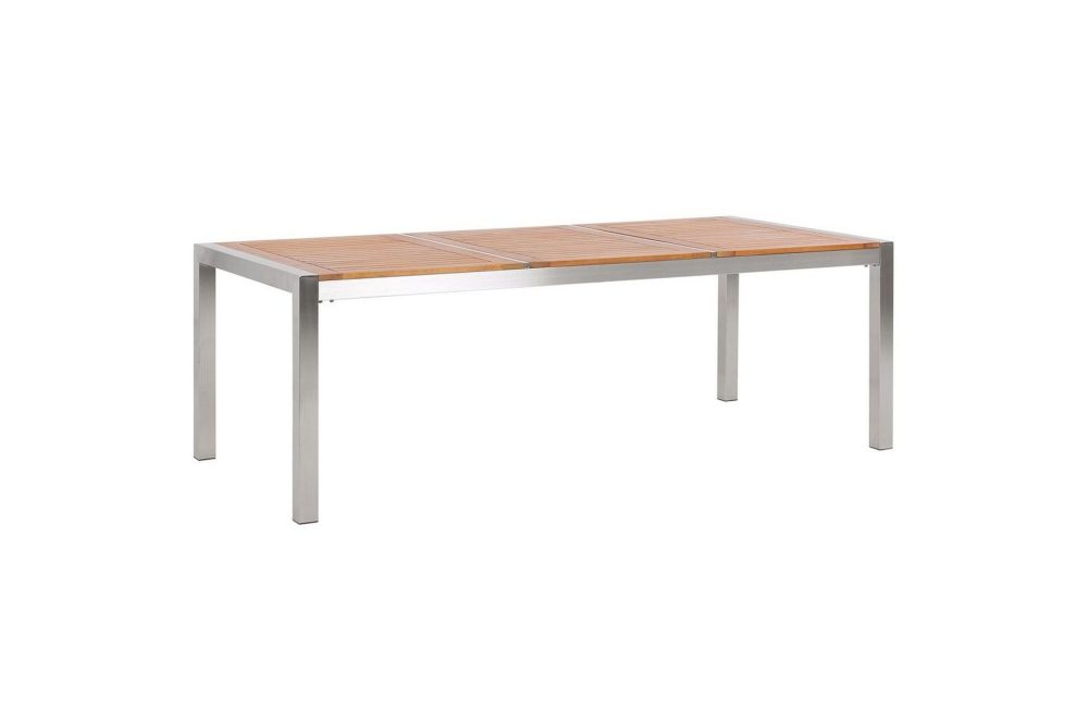 Trädgårdsbord Grosseto Ljus trä/silver, 100x220x74 cm
