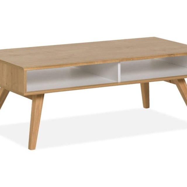 Nature Soffbord 120 cm med Förvaring Vit/Ek