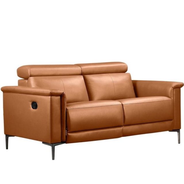 2-sitssoffa Lund Cognac, PU, Manuell vilstol