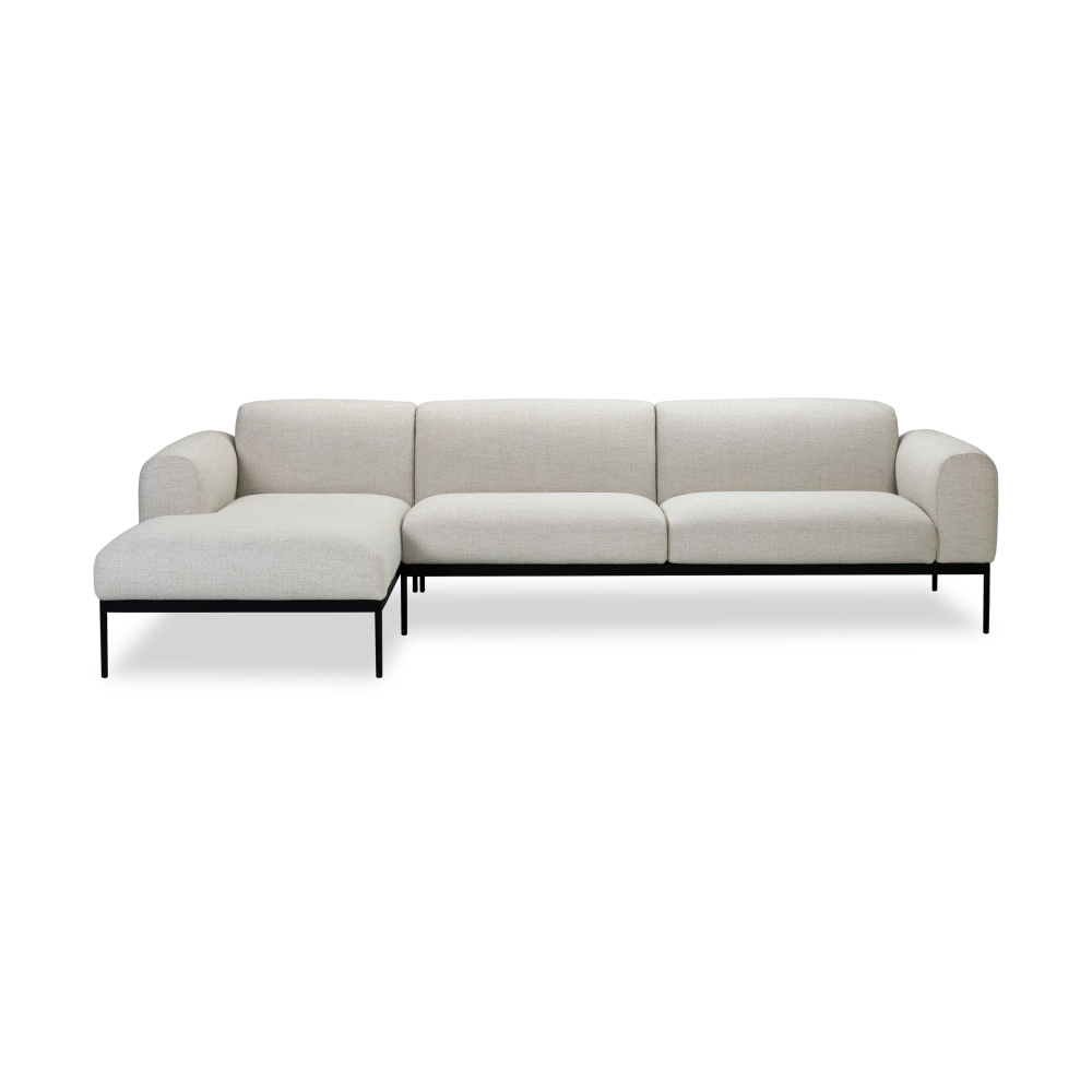 Bon soffa 3-sits divan vänsterställd, Bohemian 000 vit-svarta ben