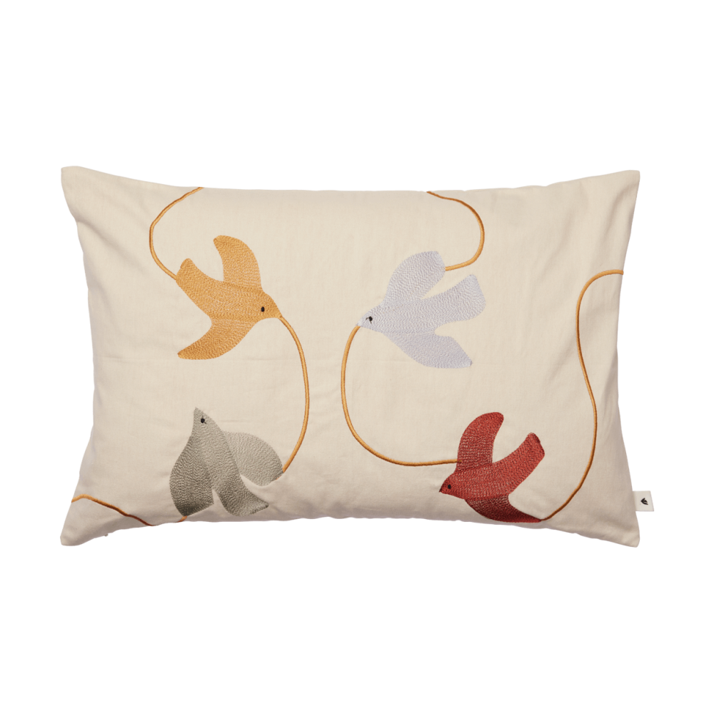 Swif bird broderat kuddfodral 40x60 cm, Multi