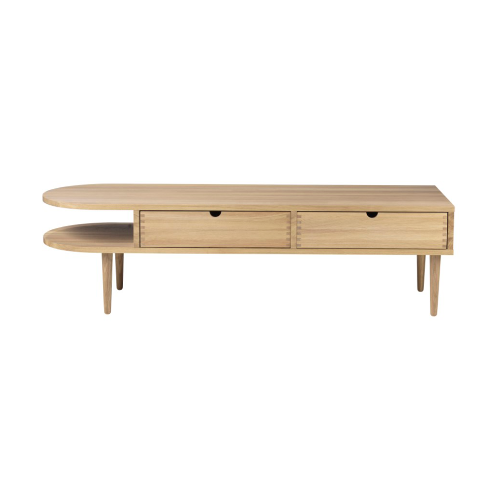 F24 Radius bänk, Oak nature lacquered 45x145 cm