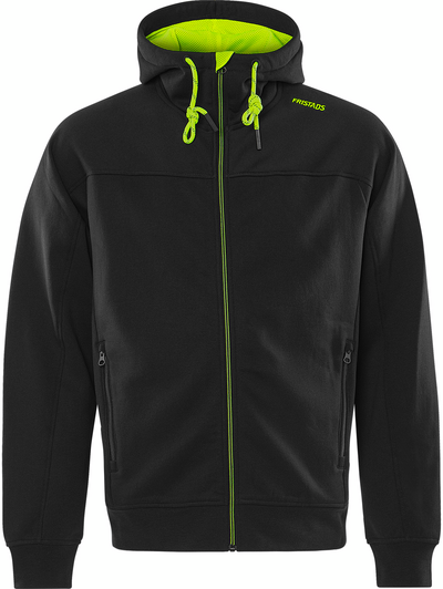 JACKA FRISTADS 7550 GSM SWEATSHIRT HUVA, SVART/GUL STL XL