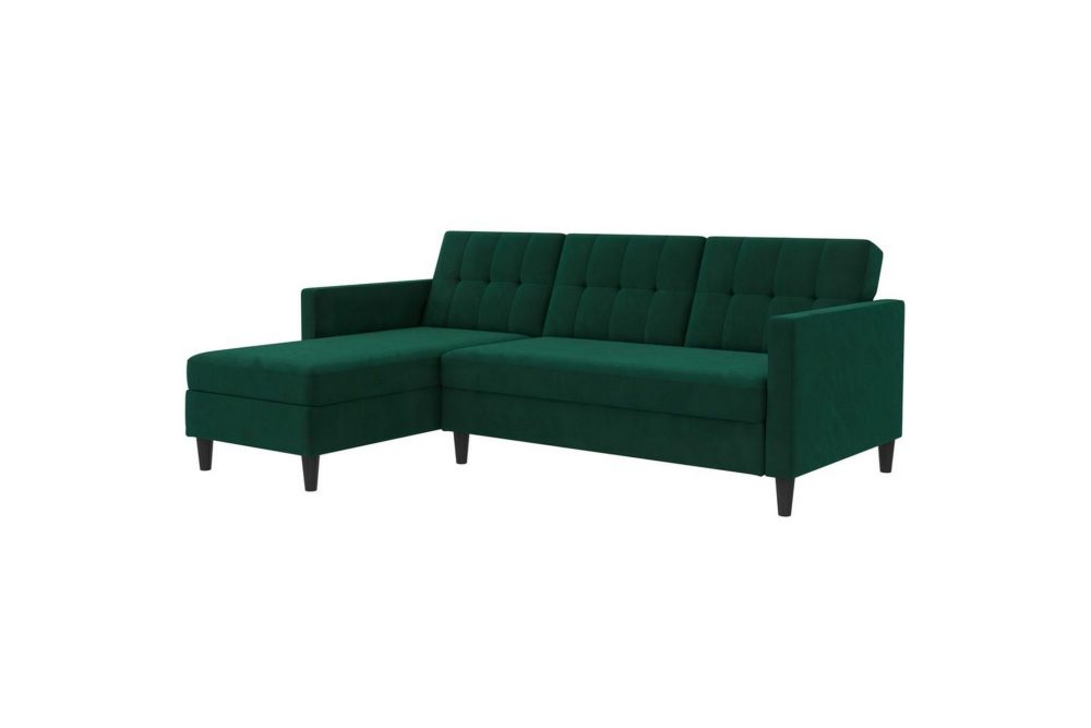 Bäddsoffa Hartford 213x153x82 cm, Grön, Sammet
