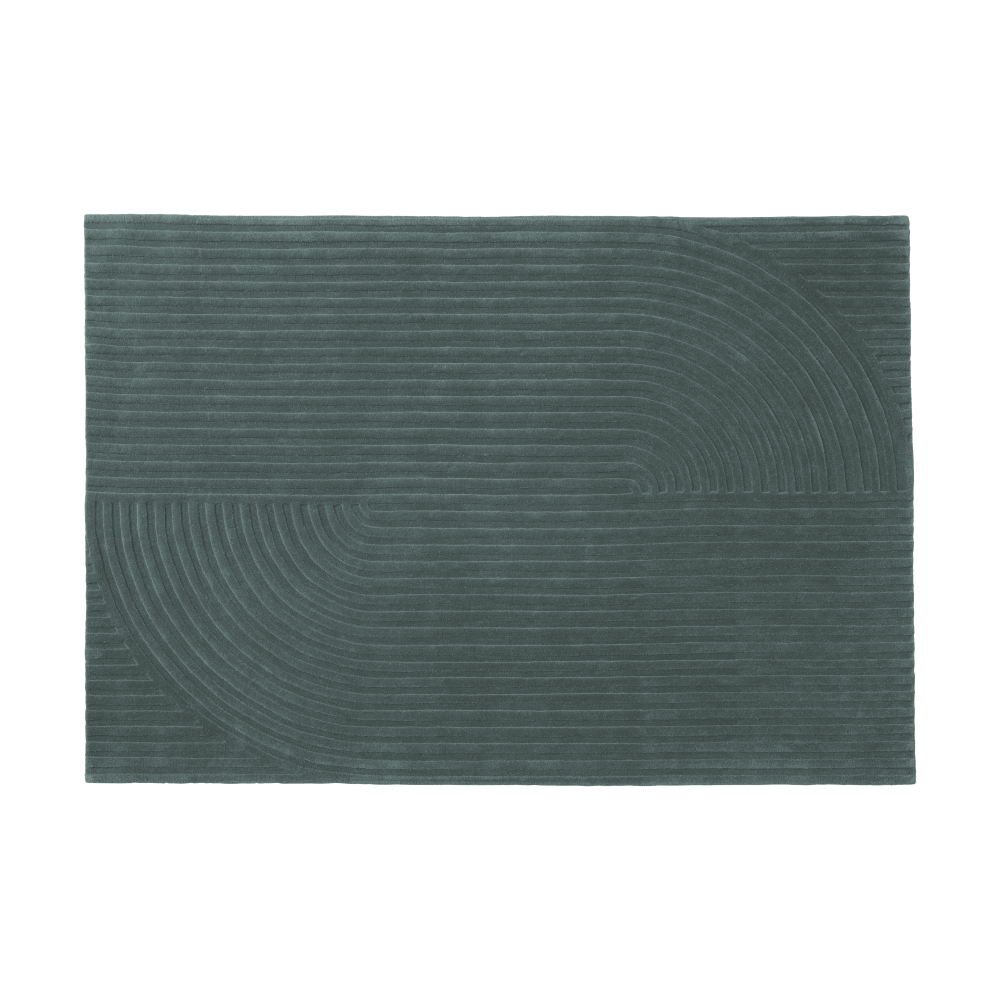Relevo Rug Quattro ullmatta, Dark green, 170x240 cm