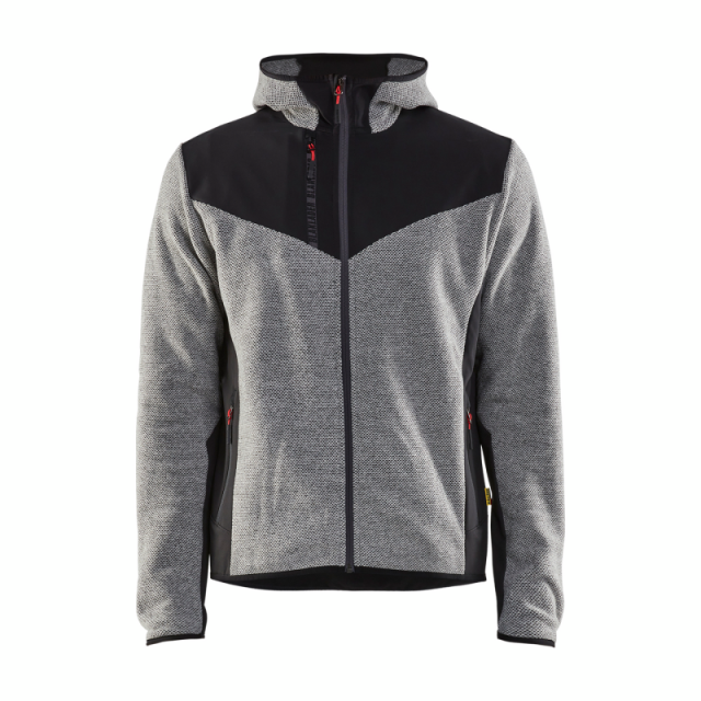 JACKA 5940 2536 STICKAD MED SOFTSHELL GRÅMELERAD/SVART L