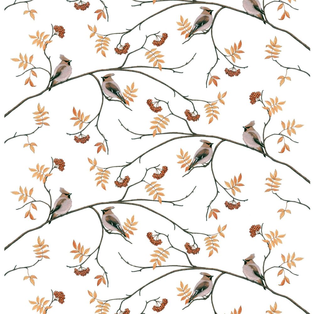 Sidensvansar tyg, vit-beige