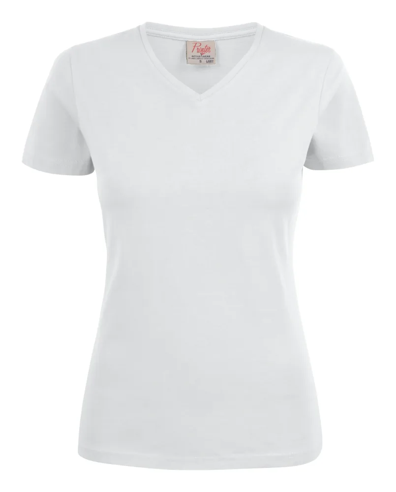 Printer Heavy V-neck Lady T-shirt Gråmelerad Gråmelerad