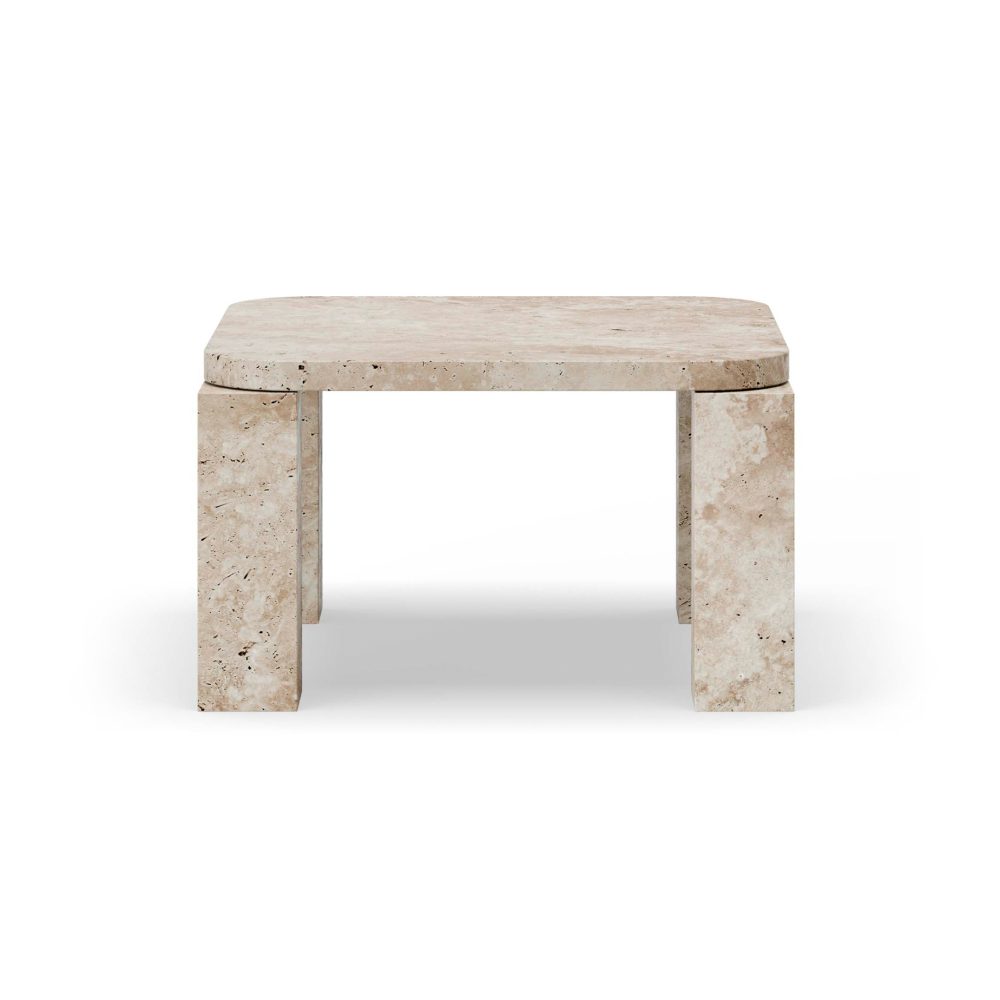 Atlas soffbord 60x60 cm, Unfilled Travertine