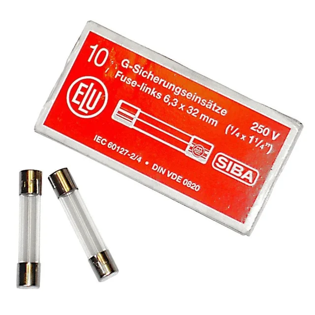 SIBA 7005960.1,25 Finsäkring 6 x 32 mm, snabb, 10-pack 1,25 A