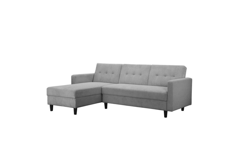 Bäddsoffa med enkeldivan utan schäslong Loft24 Bäddsoffa Hartford II 213x153x82 cm, Grå Grå