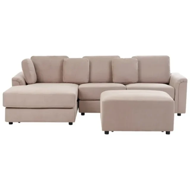4-sitssoffa Kohlo Taupe/svart, Högervänd