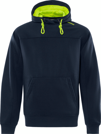 SWEATSHIRT 7551 GSM MED HUVA MÖRK MARINBLÅ/GUL STL S