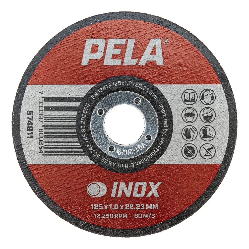 PELA 574915 Kapskiva för INOX, 125x1x22,23 mm 10-pack