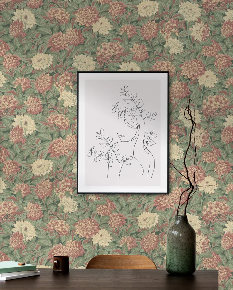 Decor Maison Modern Classics II 357-78 Tapet Dahlia Grön
