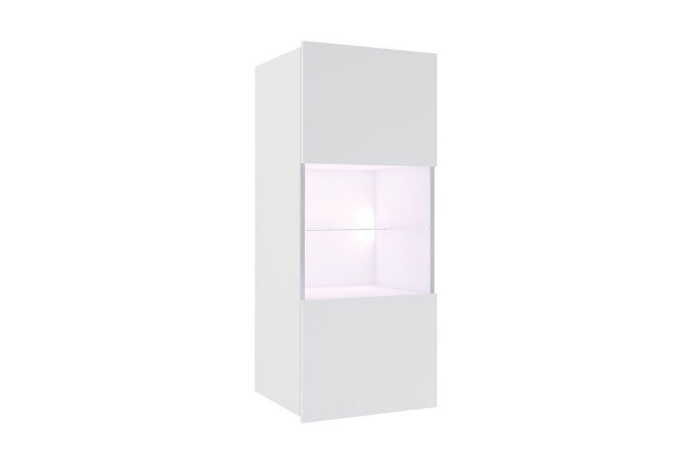 Tessan Smalt Vägghängt Vitrinskåp 32 cm djup 45 cm bred 117 cm hög Ljust Trä Glas