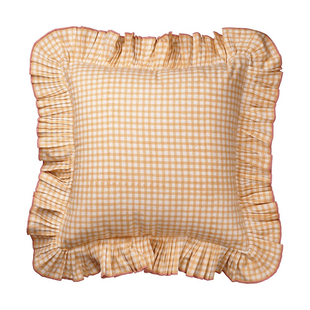 Vichy kuddfodral, Light Yellow, 40x40 cm
