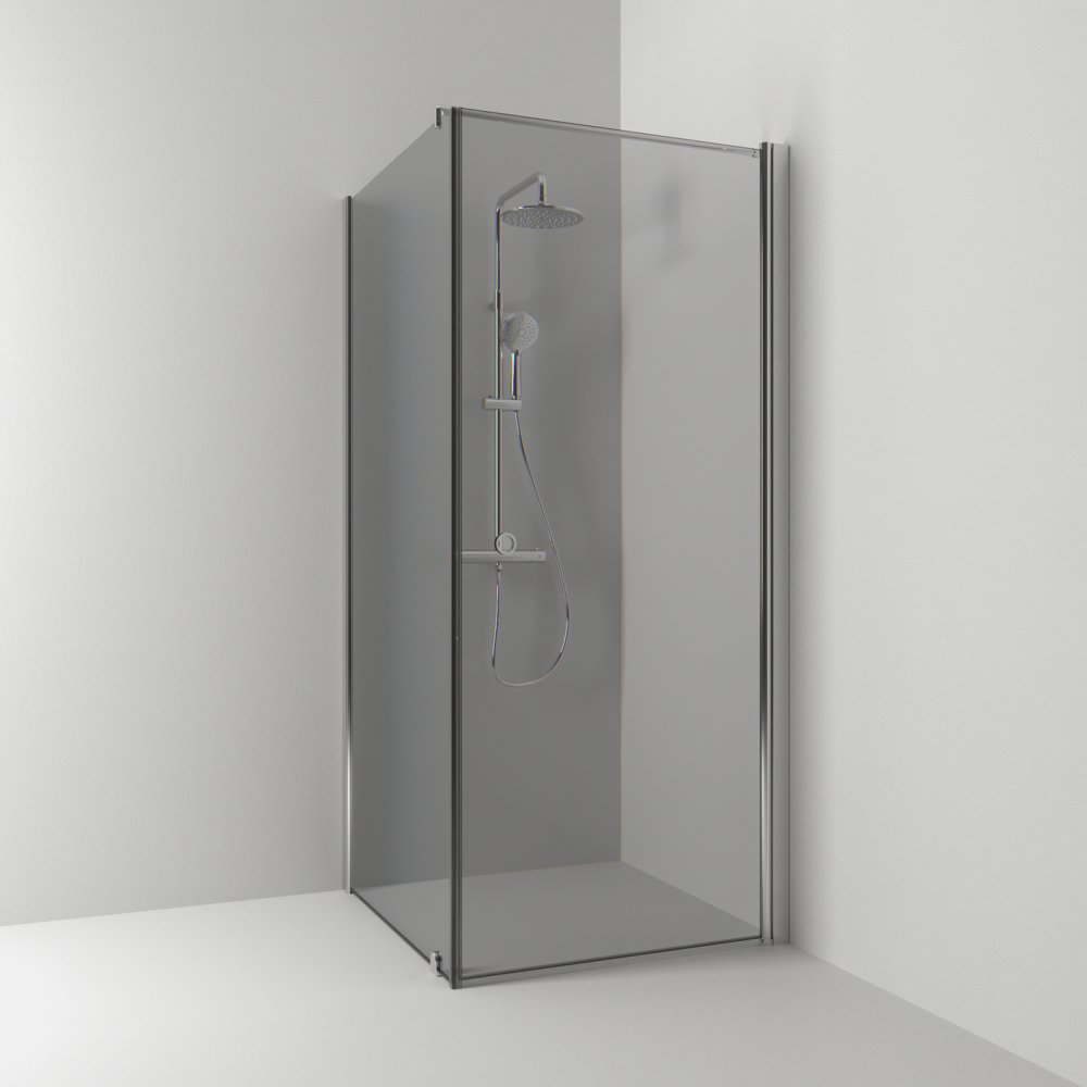 HÖRNDUSCH SVEDBERGS RAK/FAST SK HG BL/RÖ90X90, BLANK RÖK INTHT 90X198X90CM