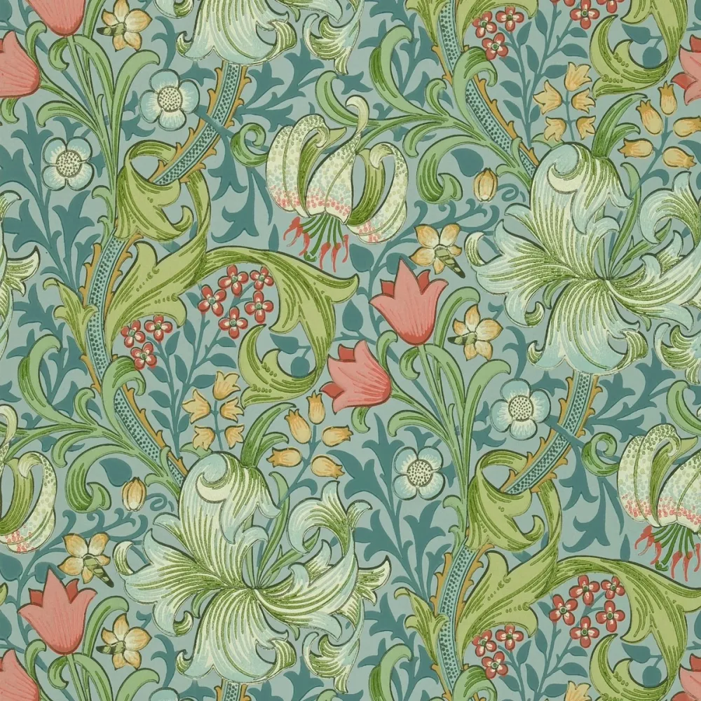 Morris and Friends Golden Lily Mineral Dmcw210430 Grå Tapet | Stuvbutiken