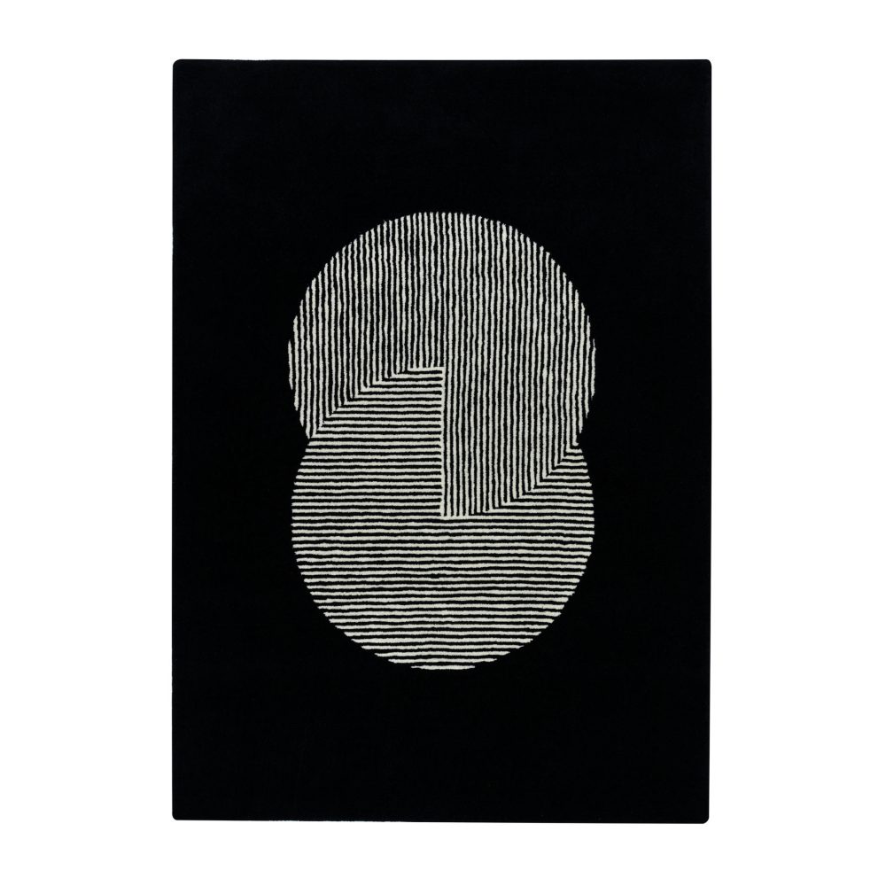 Circles ullmatta svart, 170x240 cm