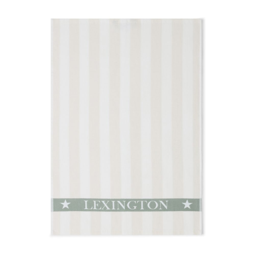 Cotton Terry Logo kökshandduk 50x70 cm, Light beige-white-green