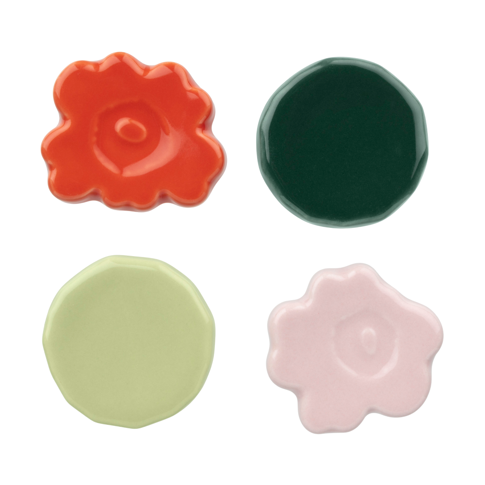 Unikko & Kivet hållare till ätpinnar 4 delar, Pink-pear-red-dark green