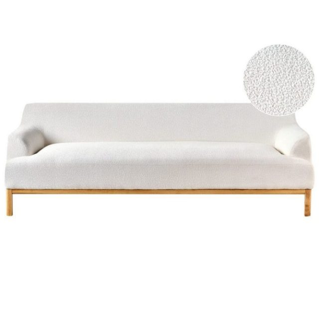 3-sitssoffa Sosjo Vit, ljust trä