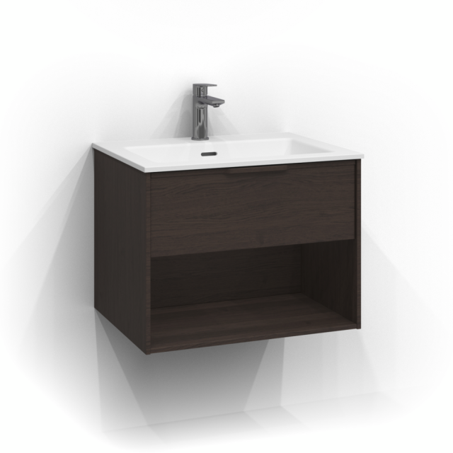 TVÄTTSTÄLLSSKÅP SVEDBERGS EPOS RELIEF BRUN ASK 1LÅD ÖPPEN INTHT 60X45X45,3CM