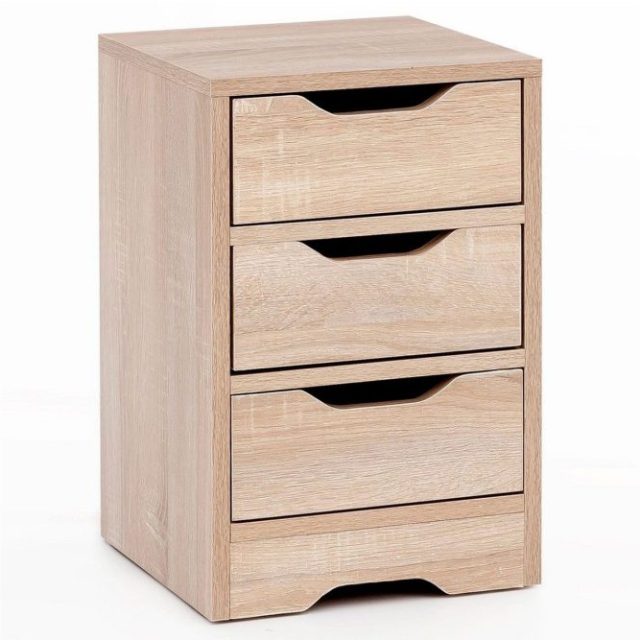 Sängbord Wohnling med 3 lådor i en enkel, modern design för boxspring-säng Sonoma