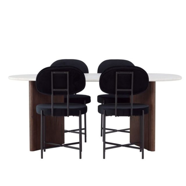 Grönvik Matgrupp 180 cm Oval med 4 Stella Stolar