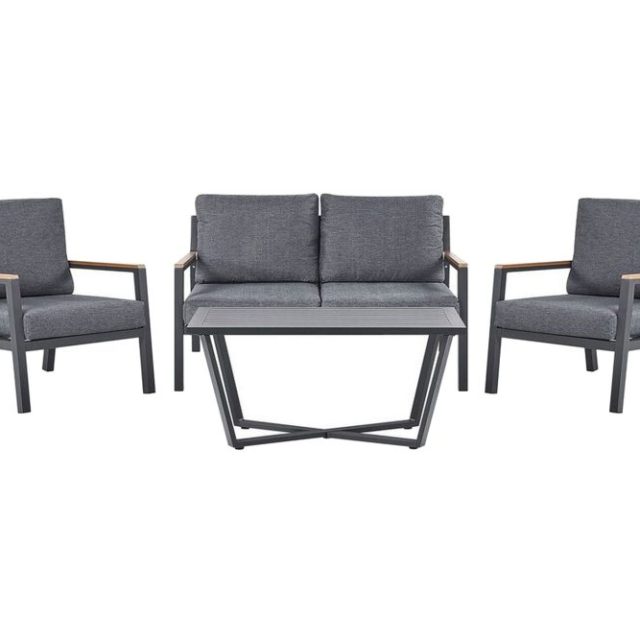 Trädgårdsmöbelset 4-sits mörkgrå DELIA