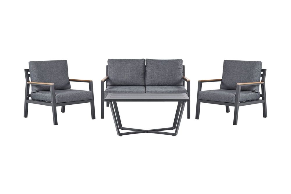 Trädgårdsmöbelset 4-sits mörkgrå DELIA