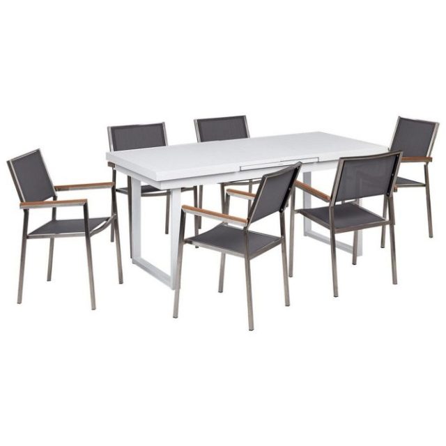 Matsalsset Valcanetto/Grosseto Vit/Grå/Silver, 6-Sits
