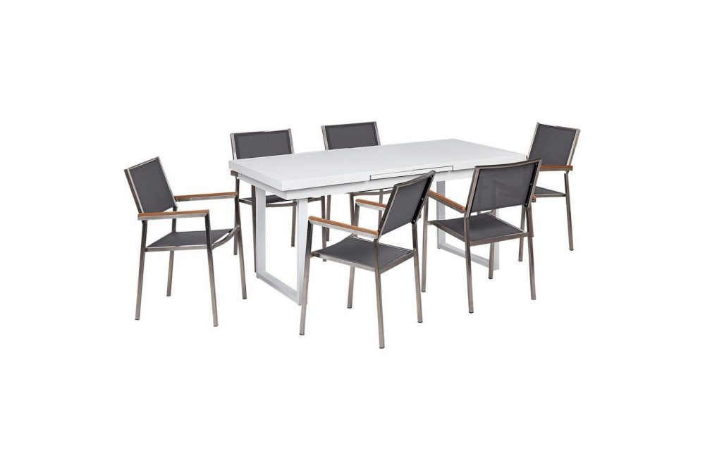 Matsalsset Valcanetto/Grosseto Vit/Grå/Silver, 6-Sits