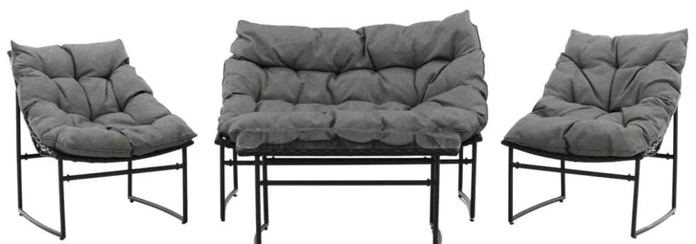Venture Home Tina 2043-408 Loungeset soffa, bord, fåtöljer, svart/grått