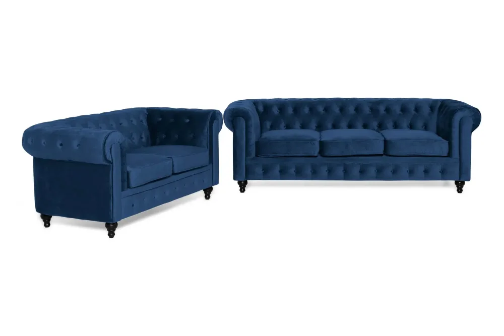 Chesterfield Lyx Soffgrupp 2-sits+3-sits Sammet