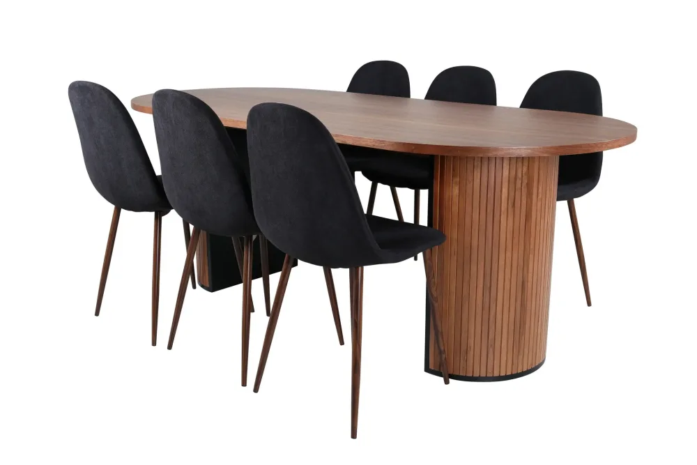 Bianca Matgrupp 200 cm Oval med 6 Polar stolar